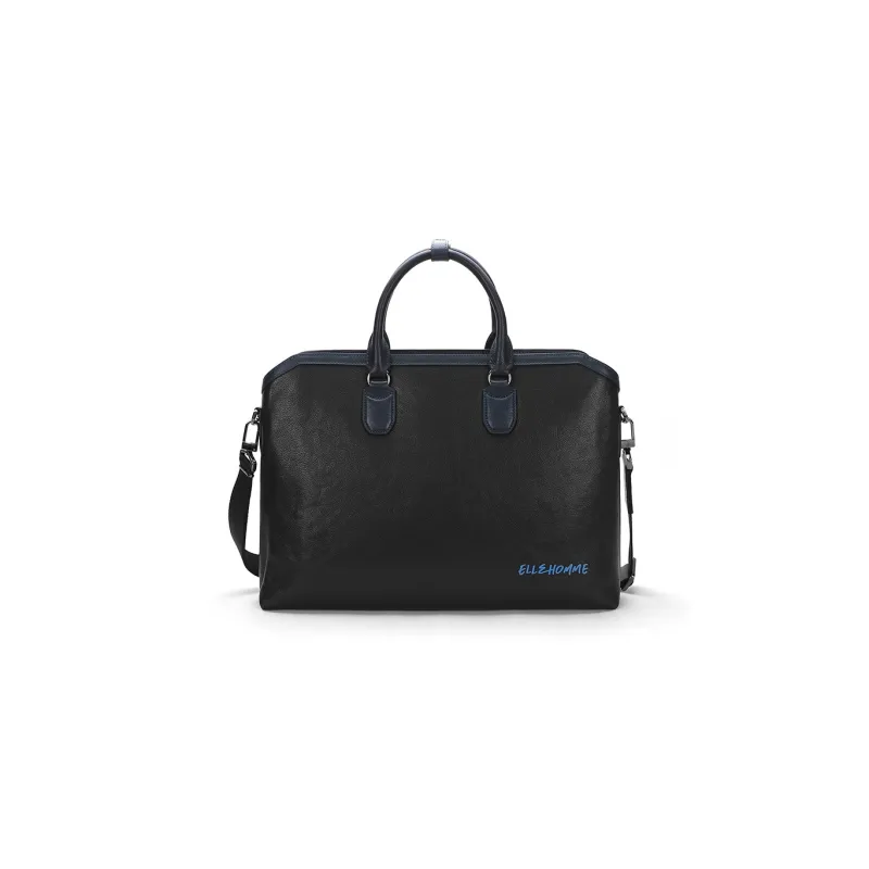 ELLE HOMME Top Grain Cow Leather Document Bag, Shoulder Bag, Crossbody Bag, Handbag Regular Men's Solid Color-0