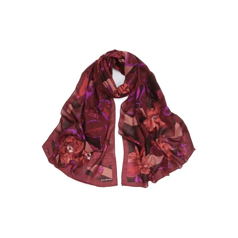 MARJAKURKI Red Scarf Earthy Tone Greeting Card Elegant And Intellectual Women's-2