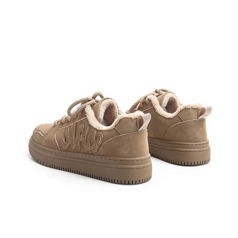 Jifffly Thermal Slip Resistant Cushioning Abrasion Resistant Height Increasing Low Top Skateboard Shoes Unisex Brown-3