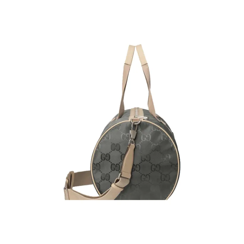 GUCCI Off The Grid Nylon With Leather Cylinder Bag Handbag Shoulder Bag Crossbody Bag Travel Bag Unisex Dark Gray/Beige-7