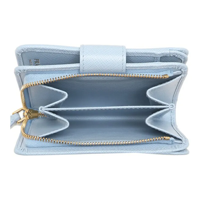 PRADA Leather Wallet Regular Women's Light Blue-5