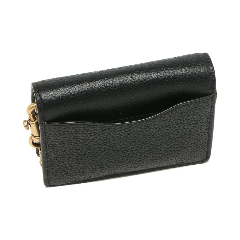 COACH Leather Small Square Bag Shoulder Bag, Crossbody Bag Mini Women's Black-4