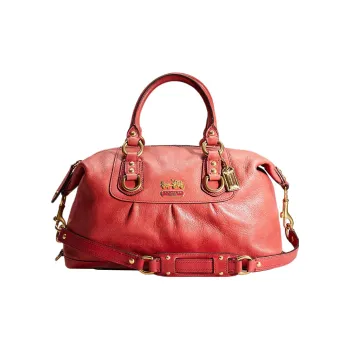 COACH Madison Leather Briefcase Handbag Shoulder Bag Large Size Women's Red