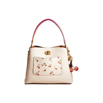 COACH Willow Polished Pebble Leather Tote Bag Shopping Bag Handbag Shoulder Bag Large Size Women's White