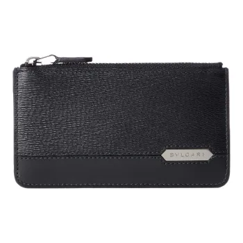 BVLGARI Leather Wallet Men's Black