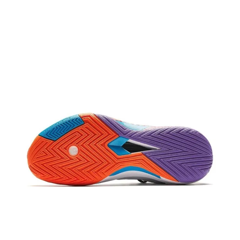Anta Quick Battle 5 Cushioning Wear-Resistant Mid-Top Basketball Shoes Men's White Black Blue-4