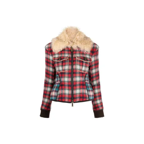 DSQUARED2 Fur-collared Flannel Jacket