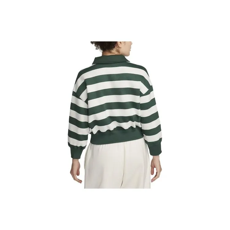 Nike Sportswear Phoenix Fleece Women's Oversized 3/4-Sleeve Striped Crop Polo-1