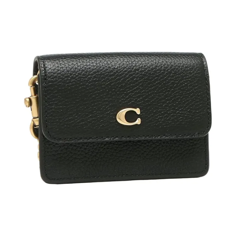 COACH Leather Small Square Bag Shoulder Bag, Crossbody Bag Mini Women's Black-1