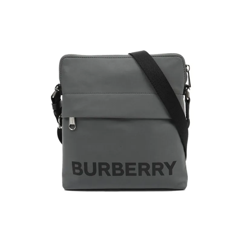 Burberry Logo Print Nylon Crossbody Bag Charcoal Gray-0