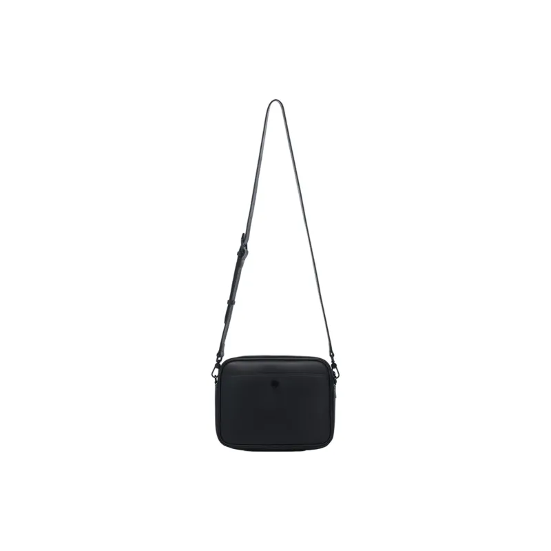 LI NING 1990 Commuter Series Cow Leather One Shoulder Small Square Bag, Crossbody Bag Regular Men's Black-2