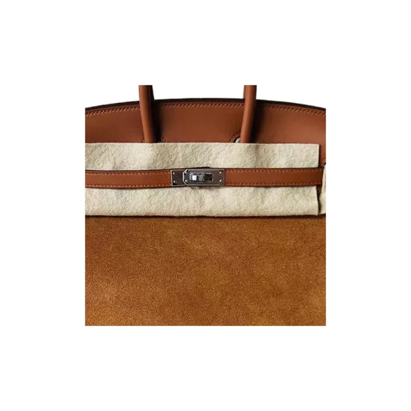 HERMES Birkin Swift Leather And Suede Handbag Regular Women's Gold Brown-1