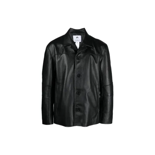 Marine Serre Logo-debossed Leather Jacket