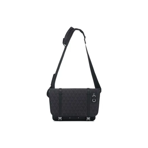 LI NING 1990 Classic Collection Cow Leather Shoulder Bag, Crossbody Bag Regular Men's Black