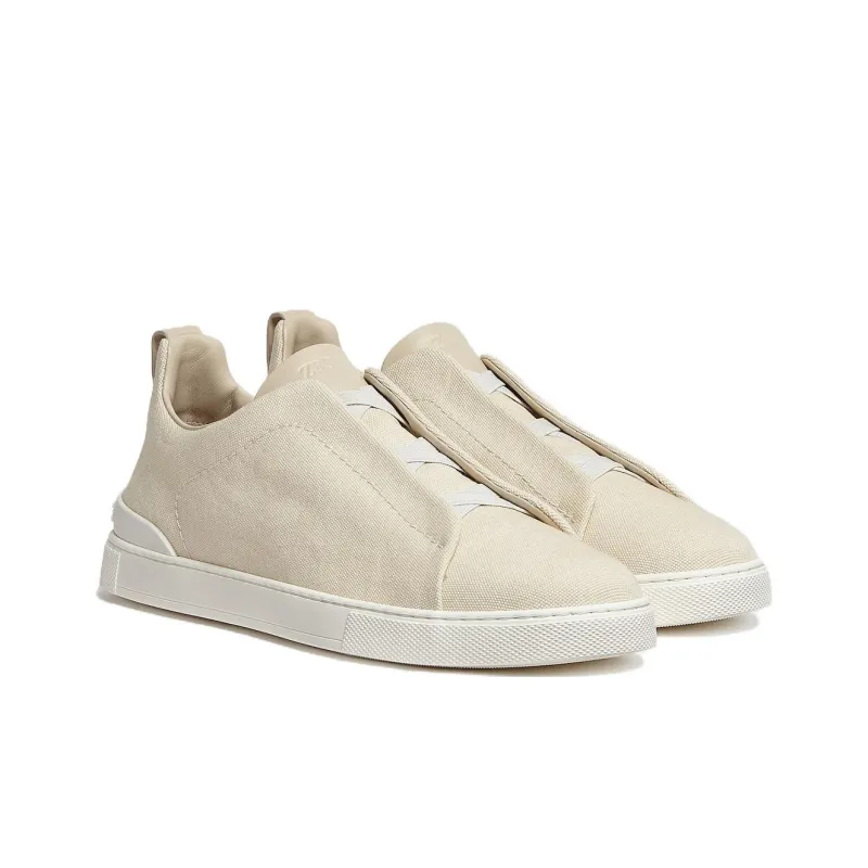 Zegna Triple Stitch Low Top Skateboard Shoes Men's Ecru-2