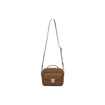 LI NING 1990 Classic Collection Cow Leather One Shoulder Small Square Bag, Crossbody Bag Unisex Oak Brown