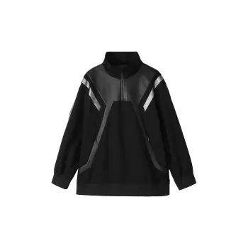 NORVINCY Versatile Hoodless Half Open Collar Heavyweight Casual Sweatshirt Men's