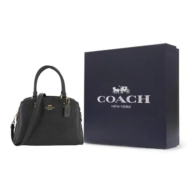 COACH Lillie Cross Stitch Leather Laptop Bags Briefcase Shoulder Bag Crossbody Bag Handbag Small Size Women's Black-9