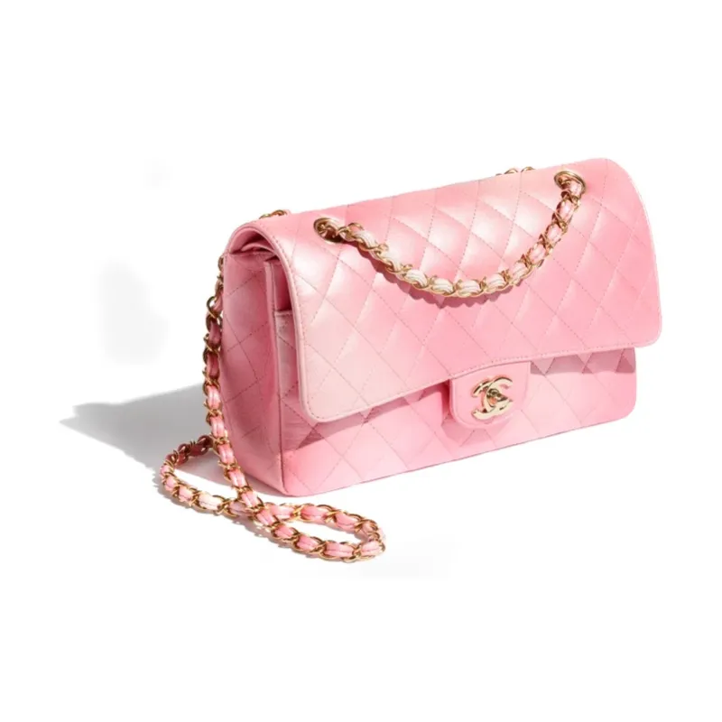 CHANEL Classic Flap CF Cloudy Pearly Goatskin Crossbody Bag, Shoulder Bag Women's Light Pink-2