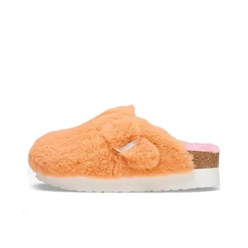 Birkenstock Boston Big Buckle Platform Fur Narrow Fit 'Papaya/Candy Pink' Women's