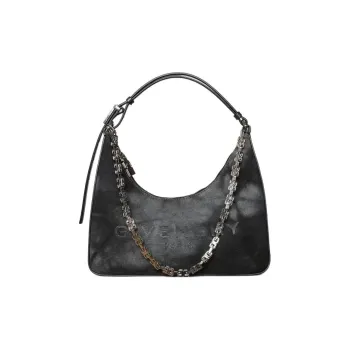 GIVENCHY Cut out Fabric With Cow Leather Handbag, Shoulder Bag Small Size Women's Black