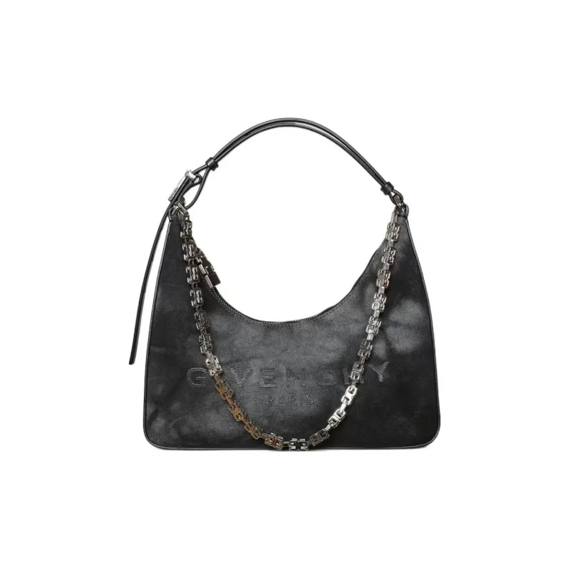 GIVENCHY Cut out Fabric With Cow Leather Handbag, Shoulder Bag Small Size Women's Black-0