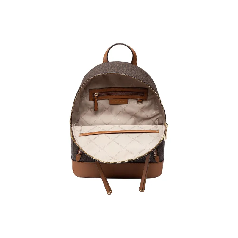 MICHAEL KORS MK Brooklyn Canvas Backpack Medium Size Women's Ivory Brown & Light Brown-6
