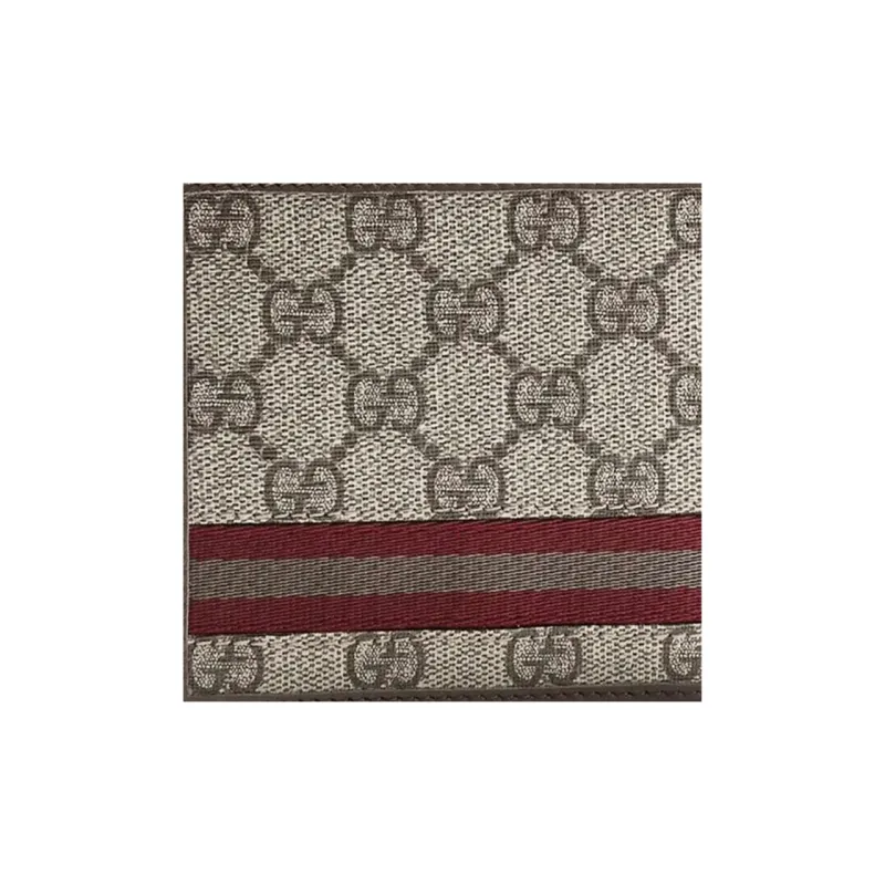 GUCCI Canvas With Leather Wallet Regular Men's Ebony/Tan-3