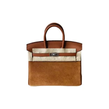 HERMES Birkin Swift Leather And Suede Handbag Regular Women's Gold Brown