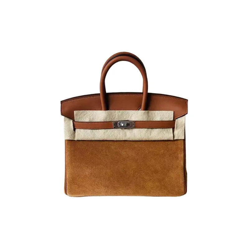 HERMES Birkin Swift Leather And Suede Handbag Regular Women's Gold Brown-0