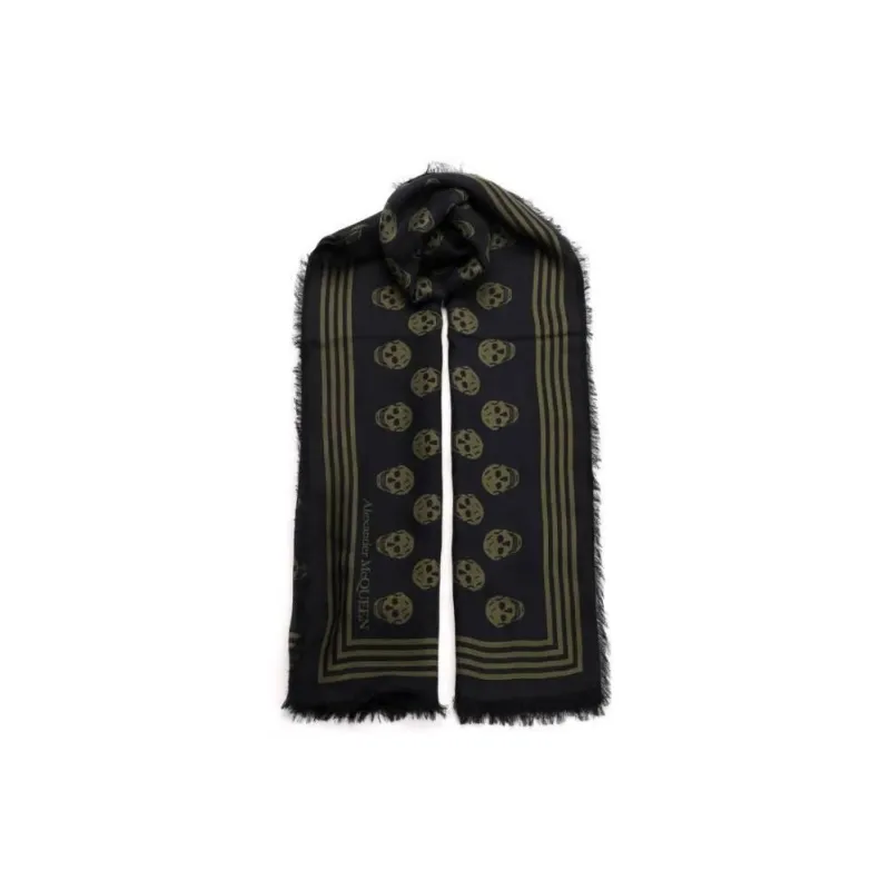 Alexander McQueen Skull Printed Fringed Scarf-1