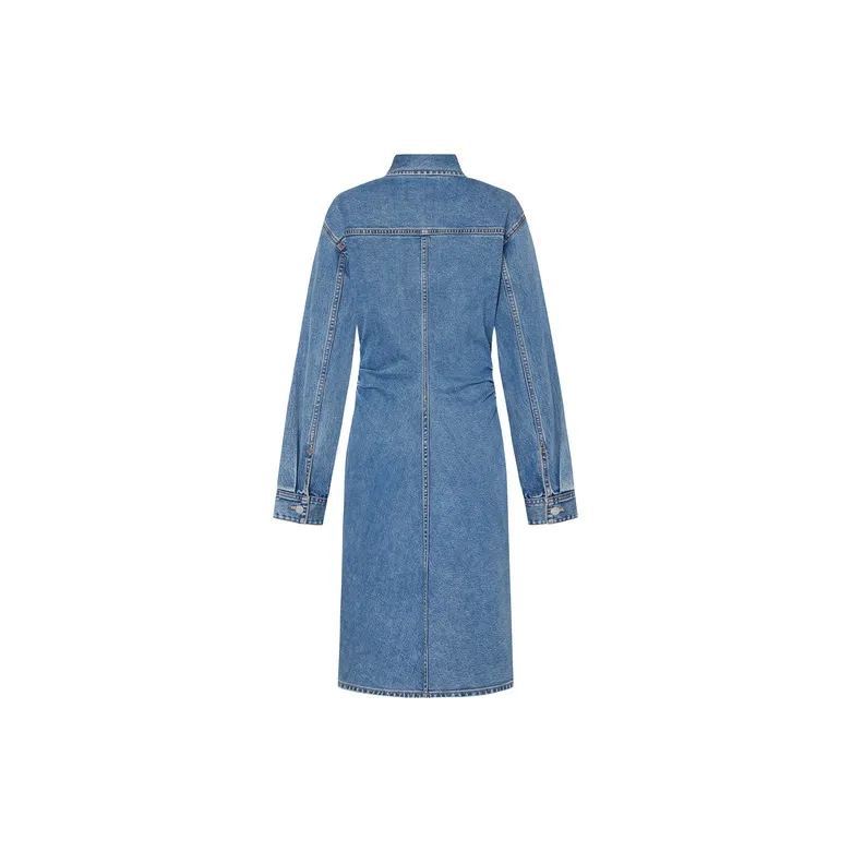 MO&CO Long Sleeved Dresses Women's Denim Blue-1