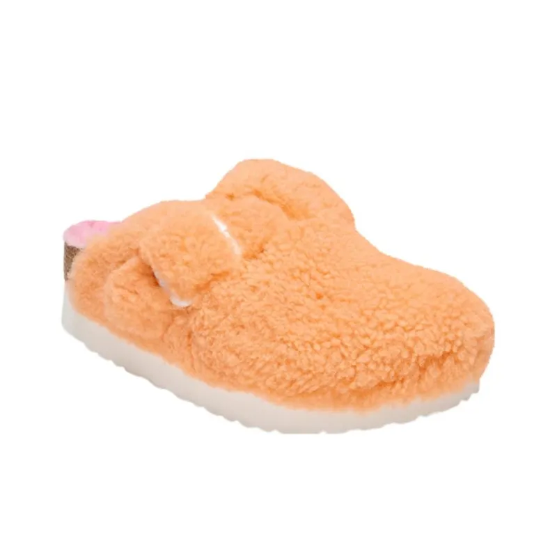 Birkenstock Boston Big Buckle Platform Fur Narrow Fit 'Papaya/Candy Pink' Women's-2
