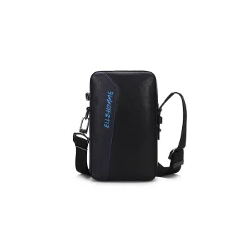 ELLE HOMME Cow Leather Messenger Bag Shoulder Bag Crossbody Bag Men's Black