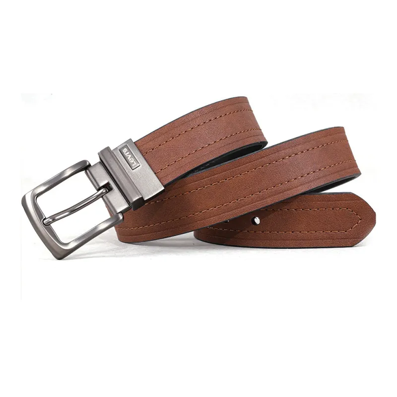 Levis Metal Pin Buckle Leather Belts Men's Brown Width 3.7cm-1