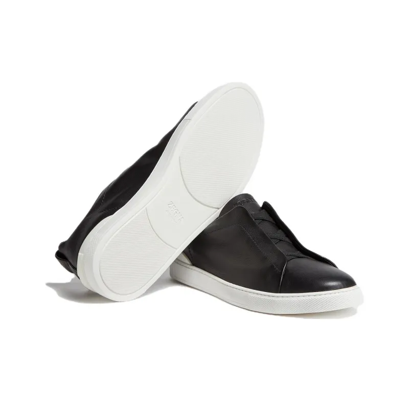 Zegna SECONDSKIN Triple Stitch Leather Sneakers-4