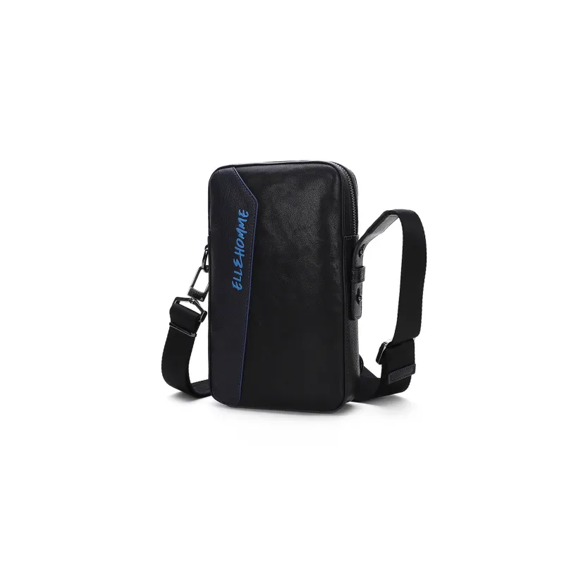 ELLE HOMME Cow Leather Messenger Bag Shoulder Bag Crossbody Bag Men's Black-1