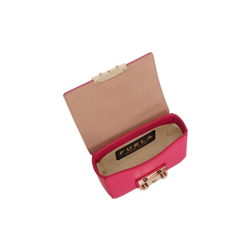 Furla Metropolis Collection Cow Leather Shoulder Bag, Crossbody Bag Mini Women's Fuchsia-4