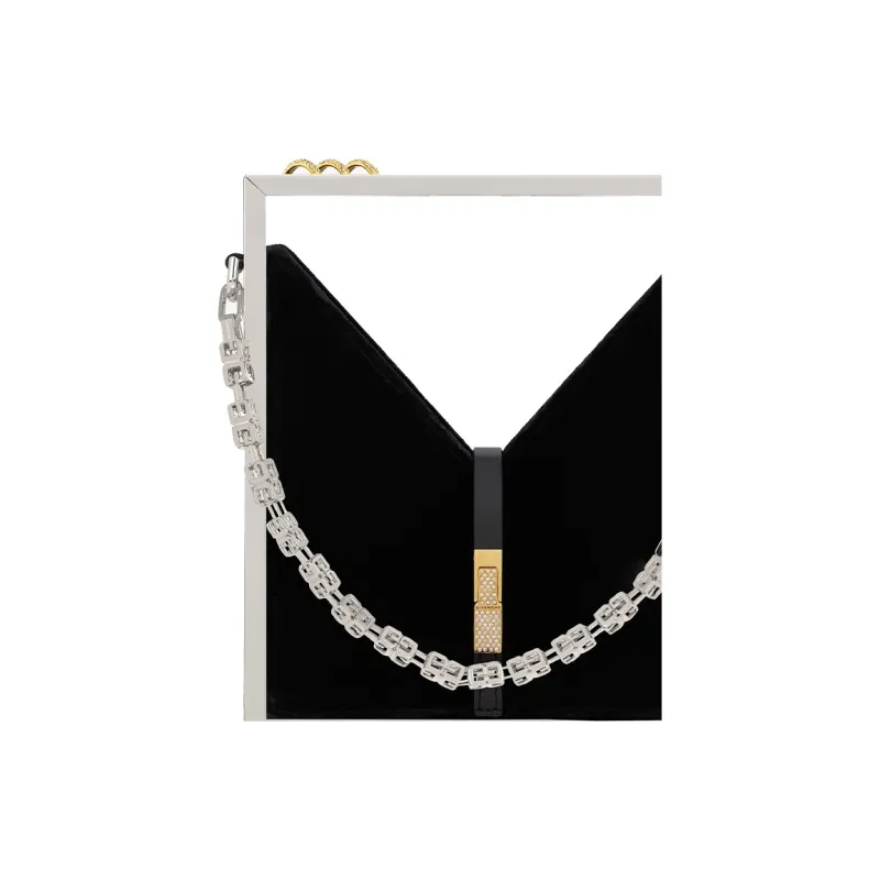 GIVENCHY Cut Out Series Velvet One Shoulder Handbags Women's Black-4