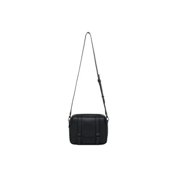 LI NING 1990 Commuter Series Cow Leather One Shoulder Small Square Bag, Crossbody Bag Regular Men's Black
