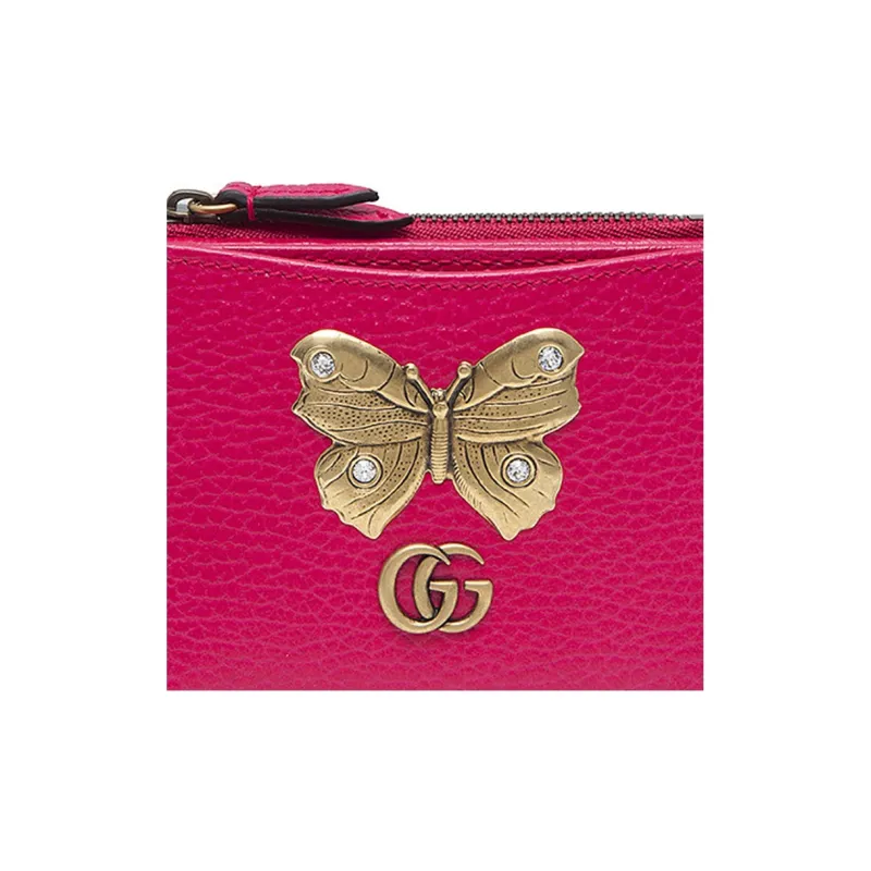 GUCCI Leather Wallet Regular Women's Rose Red-5