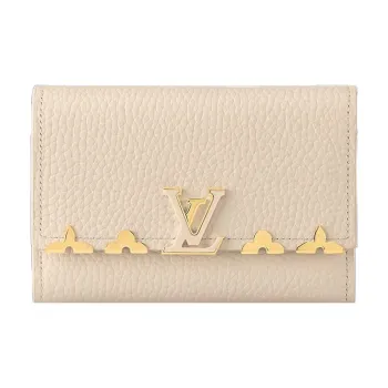 LOUIS VUITTON Cow Leather Wallet Regular Women's White