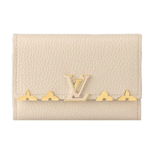 LOUIS VUITTON Cow Leather Wallet Regular Women's White