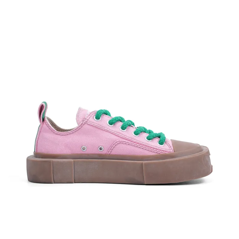 CROOKED CARD Low Top Canvas Shoes Unisex Pink Brown-1