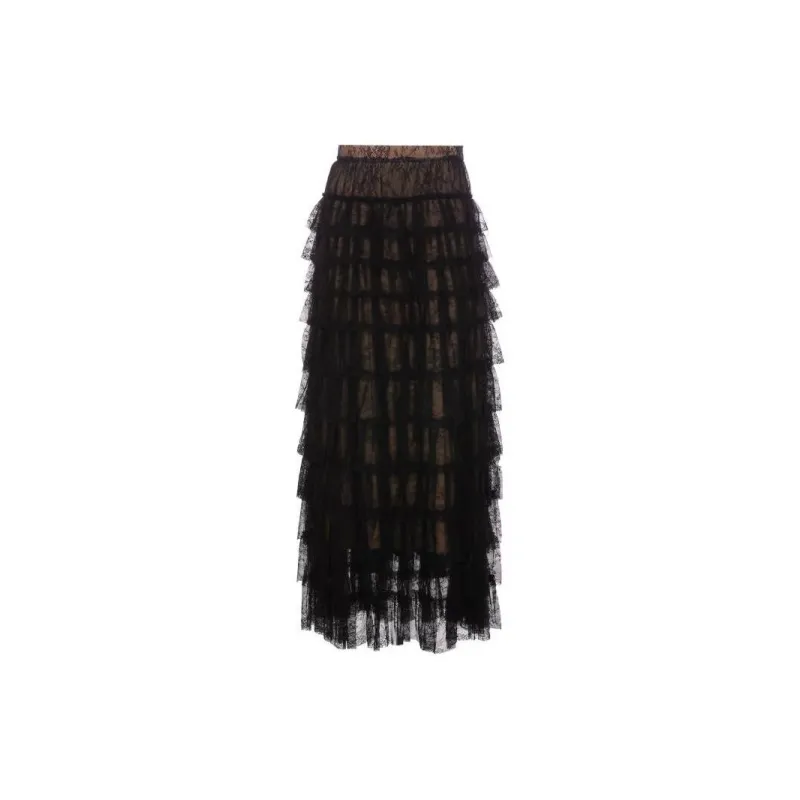 Twinset Ruffled Chantilly lace Maxi Skirt-1