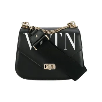 Valentino Leather Shoulder Bag Crossbody Bag Women's Black