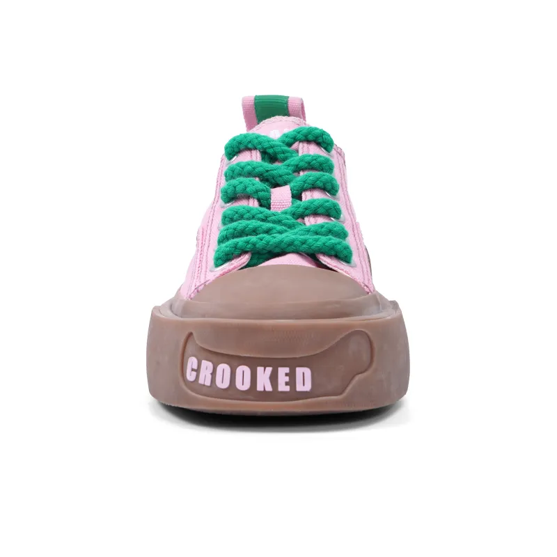 CROOKED CARD Low Top Canvas Shoes Unisex Pink Brown-2