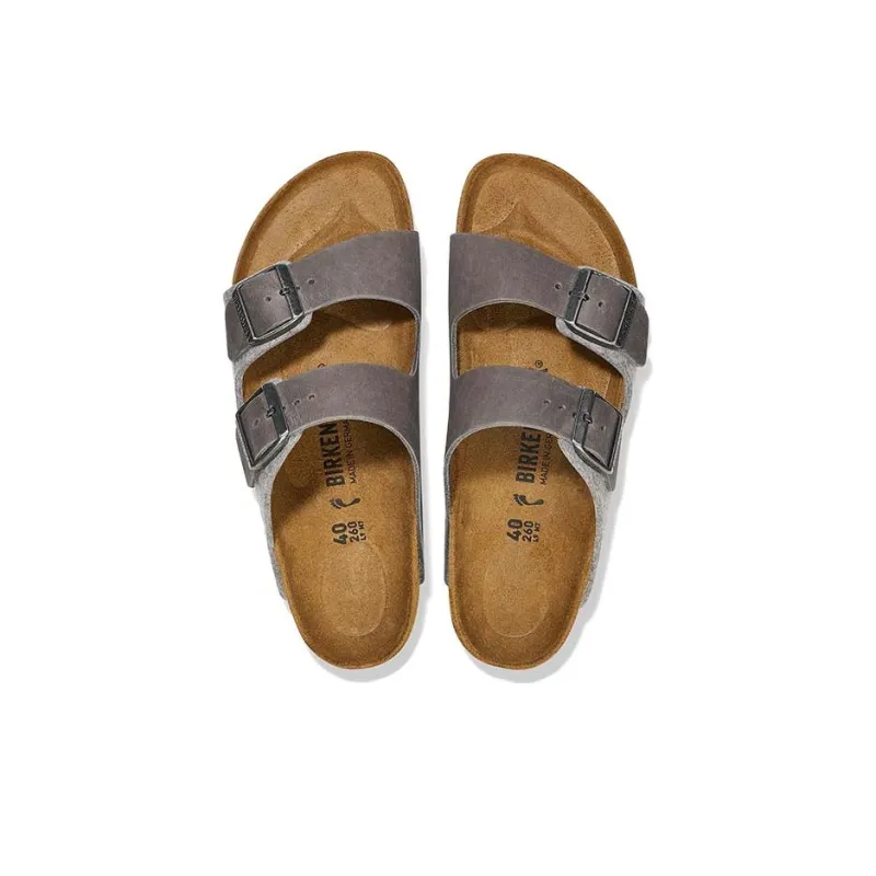 Birkenstock Arizona Leather/Textile/Felt Narrow Fit 'Light Grey'-4