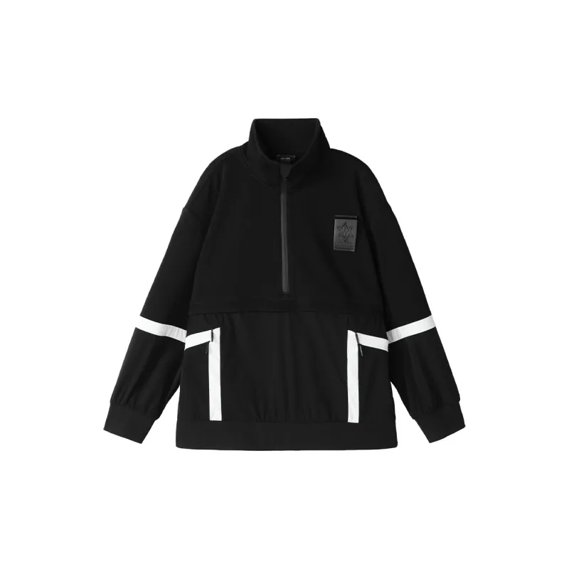 NORVINCY Versatile Hoodless Half Open Collar Heavyweight Casual Sweatshirt Men's-0