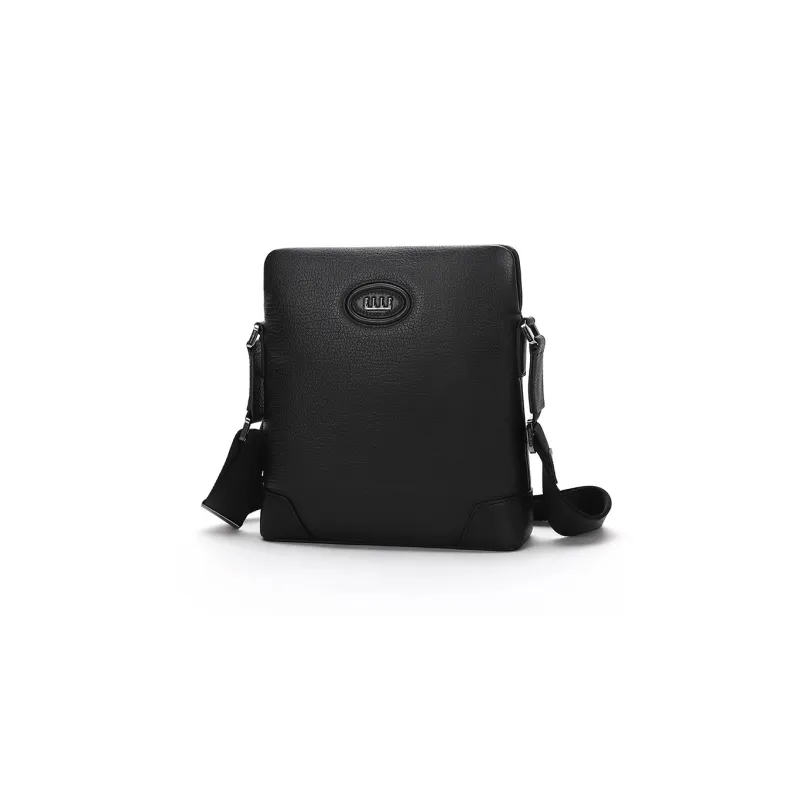 ELLE HOMME Cow Leather Crossbody Bag Men's Black-1